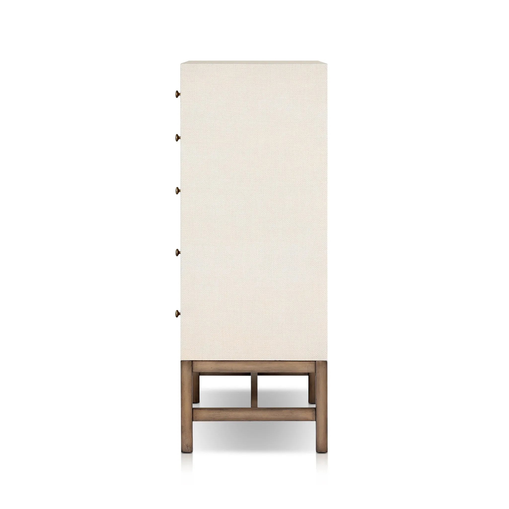 Four Hands Fiona Tall Dresser, Ivory Painted Raffia