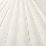 Textures and contrasting hues unite for this table lamp's beautiful glow. The overscale scalloped shade features a creamy white canvas exterior covering an antiqued brass interior, and wrought iron pull chains adjust each lightbulb in Baroque-era form Amethyst Home provides interior design, new home construction design consulting, vintage area rugs, and lighting in the Seattle metro area.