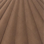 Textures and deep hues unite for this table lamp's beautiful glow. The overscale scalloped shade features a dark canvas exterior covering an antiqued brass interior, and wrought iron pull chains adjust each lightbulb in Baroque-era form Amethyst Home provides interior design, new home construction design consulting, vintage area rugs, and lighting in the Boston metro area.