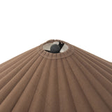 Textures and deep hues unite for this table lamp's beautiful glow. The overscale scalloped shade features a dark canvas exterior covering an antiqued brass interior, and wrought iron pull chains adjust each lightbulb in Baroque-era form Amethyst Home provides interior design, new home construction design consulting, vintage area rugs, and lighting in the Seattle metro area.