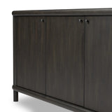 Large cylinder framework defines this oak sideboard with a warm oak finish. Curved lines add softness, while delicate hardware provides a visual contrast against the sideboard's substantial size Amethyst Home provides interior design, new home construction design consulting, vintage area rugs, and lighting in the Scottsdale metro area.