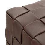 Featuring Flores Lorento Cigar Ottoman by Four Hands at Amethyst Home. Soft, specialized top-grain leather is hand-woven, crafting a look of a treasured vintage find. Use as bonus seating or style with a tray for an extra surface.Overall Dimensions: 19.50"w x 19.50"d x 17.00"hWeight : 31.31 lbsMaterials: Top Grain Leather, Solid Oak, 100% Polyester. Amethyst Home provides interior design, new home construction design consulting, vintage area rugs, and lighting in the Austin metro area.