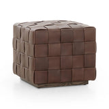 Featuring Flores Lorento Cigar Ottoman by Four Hands at Amethyst Home. Soft, specialized top-grain leather is hand-woven, crafting a look of a treasured vintage find. Use as bonus seating or style with a tray for an extra surface.Overall Dimensions: 19.50"w x 19.50"d x 17.00"hWeight : 31.31 lbsMaterials: Top Grain Leather, Solid Oak, 100% Polyester. Amethyst Home provides interior design, new home construction design consulting, vintage area rugs, and lighting in the Los Angeles metro area.