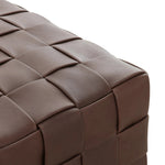 Featuring Flores Lorento Cigar Ottoman by Four Hands at Amethyst Home. Soft, specialized top-grain leather is hand-woven, crafting a look of a treasured vintage find. Use as bonus seating or style with a tray for an extra surface.Overall Dimensions: 19.50"w x 19.50"d x 17.00"hWeight : 31.31 lbsMaterials: Top Grain Leather, Solid Oak, 100% Polyester. Amethyst Home provides interior design, new home construction design consulting, vintage area rugs, and lighting in the Washington metro area.