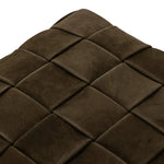 Soft, specialized top-grain leather is hand-woven, crafting a look of a treasured vintage find. Use as bonus seating or style with a tray for an extra surface Amethyst Home provides interior design, new home construction design consulting, vintage area rugs, and lighting in the Dallas metro area.