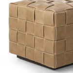 Featuring Flores Palermo Drift Ottoman by Four Hands at Amethyst Home. Soft, specialized top-grain leather is hand-woven, crafting a look of a treasured vintage find. Use as bonus seating or style with a tray for an extra surface.Overall Dimensions: 19.50"w x 19.50"d x 17.00"hWeight : 31.31 lbsMaterials: Top Grain Leather, Solid Oak, 100% Polyester. Amethyst Home provides interior design, new home construction design consulting, vintage area rugs, and lighting in the Salt Lake City metro area.