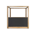 Minimalist and modern, this platform-style canopy bed is framed to a low profile and softened with an upholstered headboard. 