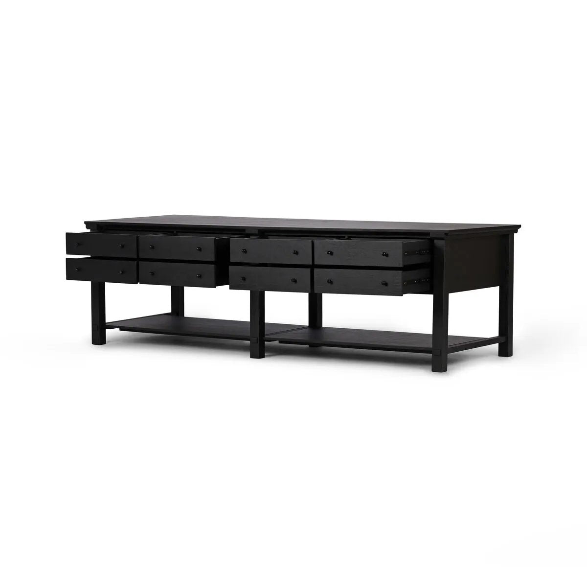 Featuring Gardendale Stained Black Oak Veneer Kitchen Island by Four Hands at Amethyst Home. Introduce elegance and functionality to your kitchen with the Gardendale Stained Black Oak Veneer Kitchen Island. This sleek and sturdy island features a stained black oak veneer, providing a modern and sophisticated look. Perfect for preparing meals and entertaining g. Amethyst Home provides interior design, new home construction design consulting, vintage area rugs, and lighting in the Boston metro area.