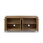 The traditional spindle structure brought to modern speed. Made from weathered oak, the sideboard brings generous storage space to dining and entertaining, working into a range of spaces and collections with ease. Simple cylindrical hardware is finished in an aged bronze Amethyst Home provides interior design, new home construction design consulting, vintage area rugs, and lighting in the Charlotte metro area.