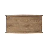 A rustic oak bar cabinet shapes subtly curved corners, bringing a handcrafted look to a minimalist form. Fixed center shelves, functional drawers and glass fronts for open display. Simple hardware is finished in an aged bronze Amethyst Home provides interior design, new home construction design consulting, vintage area rugs, and lighting in the Los Angeles metro area.