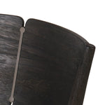 Inspired by simple Scandinavian styling, a dark-finished parawood stool's slit-back metal inlay adds a decorative touch. Easy curves from bent wood give a smooth silhouette. Upholstered with a thin seat cushion upholstered in black performance fabric, perfect for everyday dining. Amethyst Home provides interior design, new home construction design consulting, vintage area rugs, and lighting in the Park City metro area.