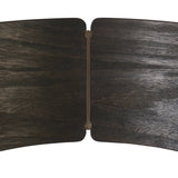 Inspired by simple Scandinavian styling, a dark-finished parawood stool's slit-back metal inlay adds a decorative touch. Easy curves from bent wood give a smooth silhouette. Upholstered with a thin seat cushion upholstered in black performance fabric, perfect for everyday dining. Amethyst Home provides interior design, new home construction design consulting, vintage area rugs, and lighting in the Seattle metro area.