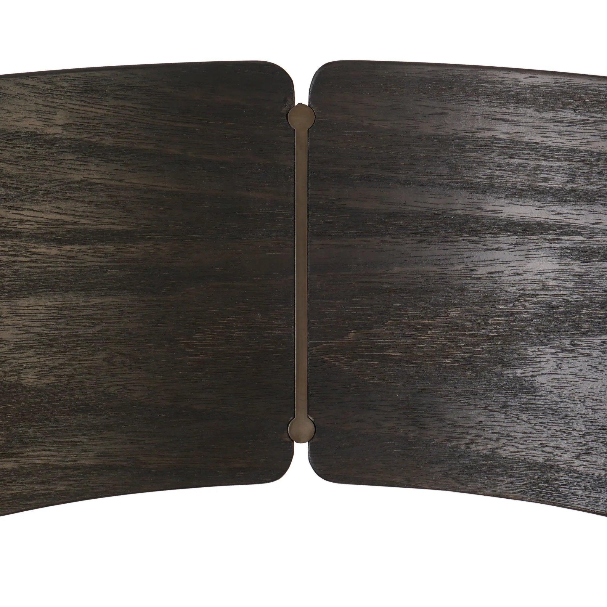 Inspired by simple Scandinavian styling, a dark-finished parawood stool's slit-back metal inlay adds a decorative touch. Easy curves from bent wood give a smooth silhouette. Upholstered with a thin seat cushion upholstered in black performance fabric, perfect for everyday dining. Amethyst Home provides interior design, new home construction design consulting, vintage area rugs, and lighting in the Seattle metro area.