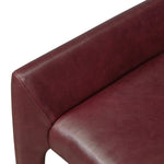 A bold dining chair design inspired by Italian modernism. Made from burgundy top-grain leather, with a wide format that contrasts slimmer chamfered legs leaving airiness underneath. The result: A beautiful balance of scale.As enthusiasts of luxe aesthetics at Amethyst, we love the warm modern inspired Graford Dining Chair - Dulane Burgundy. Amethyst Home provides interior design, new home construction design consulting, vintage area rugs, and lighting in the Dallas metro area.