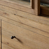 Featuring Grand Honey  Brown Oak Veneer Cabinet by Four Hands at Amethyst Home. Large, traditional cabinetry of honey-finished oak brings a timeless look — and plenty of storage — to any room in the house. Sliding glass doors modernize this heritage-inspired piece, so you can style your favorite books and belongings. Six roomy drawers create endless storage po. Amethyst Home provides interior design, new home construction design consulting, vintage area rugs, and lighting in the Austin metro area.