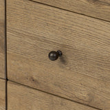 Featuring Grand Honey  Brown Oak Veneer Cabinet by Four Hands at Amethyst Home. Large, traditional cabinetry of honey-finished oak brings a timeless look — and plenty of storage — to any room in the house. Sliding glass doors modernize this heritage-inspired piece, so you can style your favorite books and belongings. Six roomy drawers create endless stor. Amethyst Home provides interior design, new home construction design consulting, vintage area rugs, and lighting in the Laguna Beach metro area.