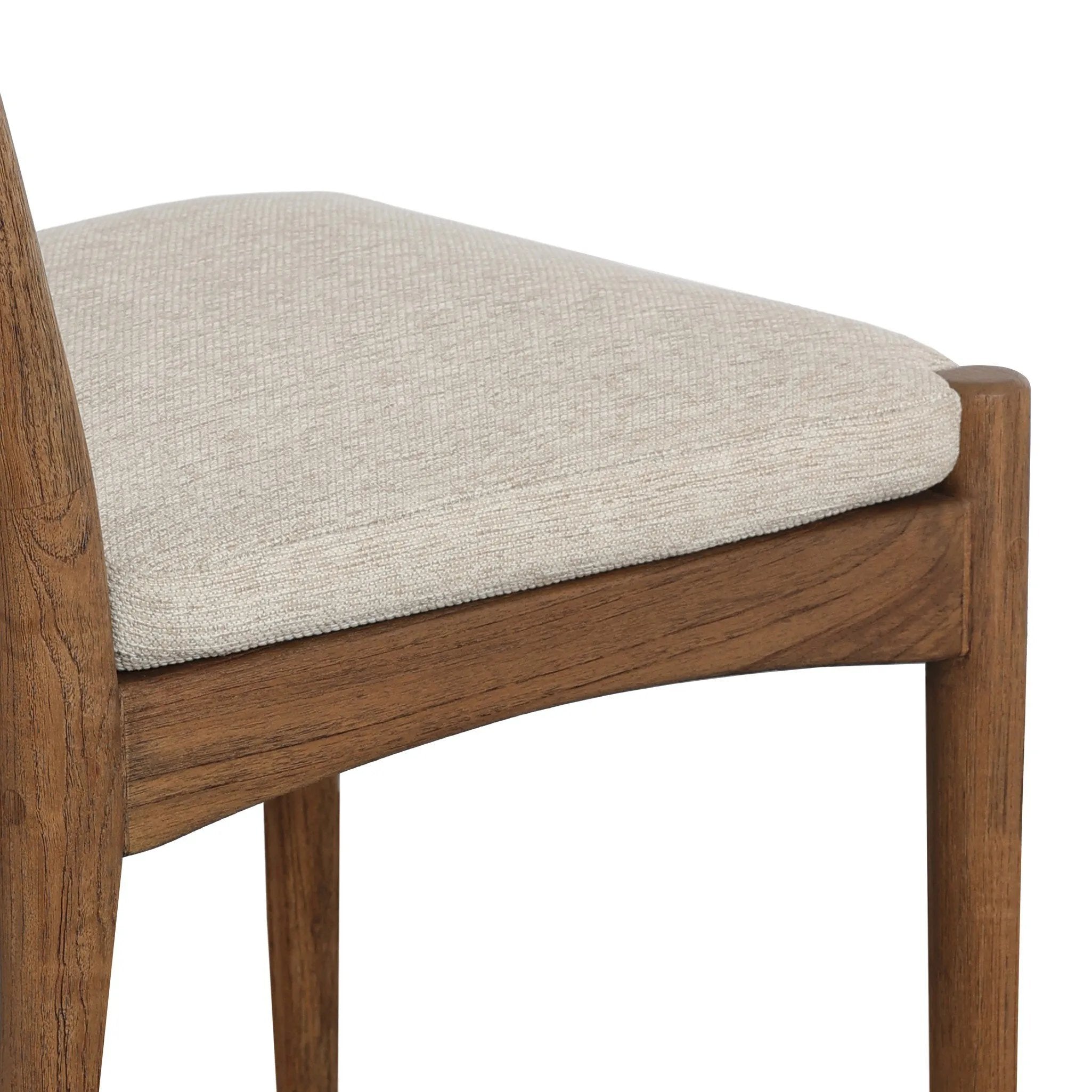 A curved back wrapped and textural woven paper cord take this everyday dining chair to new heights. FSC®-certified teak frames a tightly woven seat for a clean, monochromatic look. Cover or store inside during inclement weather and when not in use. Amethyst Home provides interior design, new home construction design consulting, vintage area rugs, and lighting in the Park City metro area.