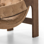 Featuring Halston Palermo Drift Chair by Four Hands at Amethyst Home. Dramatically tufted and angled for comfort, this Seventies-inspired sling seat is made from thick-cut top-grain leather in an earthy taupe, with wide brown ash framing. A plump, pronounced grain accentuates leather's natural markings for a supple, lived-in look.Overall Dimensions: 30.00"w x 3. Amethyst Home provides interior design, new home construction design consulting, vintage area rugs, and lighting in the Omaha metro area.