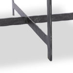 Featuring Hammered Charcoal Marble Iron End Table by Four Hands at Amethyst Home. An open, hand-hammered base of black iron supports a squared top of charcoal marble, for a beautifully streamlined look with rustic vibes.Overall Dimensions: 24.00"w x 24.00"d x 22.25"hWeight : 89.90 lbsMaterials: Solid Marble, Iron, Engineered Hardwood. Amethyst Home provides interior design, new home construction design consulting, vintage area rugs, and lighting in the San Diego metro area.