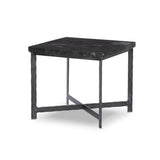 Featuring Hammered Charcoal Marble Iron End Table by Four Hands at Amethyst Home. An open, hand-hammered base of black iron supports a squared top of charcoal marble, for a beautifully streamlined look with rustic vibes.Overall Dimensions: 24.00"w x 24.00"d x 22.25"hWeight : 89.90 lbsMaterials: Solid Marble, Iron, Engineered Hardwood. Amethyst Home provides interior design, new home construction design consulting, vintage area rugs, and lighting in the Seattle metro area.