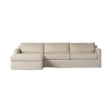Featuring Hampton Evere Creme 2-Piece Left Chaise Slipcover Sectional by Four Hands at Amethyst Home. Proudly built by American makers using US-sourced materials and mechanisms. This slipcovered sectional features clean track arms for a classic, traditional look, PFAS-free performance fabric, and feather filling for a plush sit. Slipcovered styles are full. Amethyst Home provides interior design, new home construction design consulting, vintage area rugs, and lighting in the Scottsdale metro area.