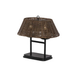 Featuring Harwick Jet Black Table Lamp by Four Hands at Amethyst Home. Craft a warm vibe in any space with a texture-driven table lamp of brown-finished rattan. Black iron shapes a double-arm base with traditional ogee-edge detailing, while a pill-shaped woven shade lets light through to set just the right mood.Overall Dimensions: 20.00"w x 14.00"d x 19.50". Amethyst Home provides interior design, new home construction design consulting, vintage area rugs, and lighting in the Charlotte metro area.