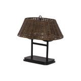 Featuring Harwick Jet Black Table Lamp by Four Hands at Amethyst Home. Craft a warm vibe in any space with a texture-driven table lamp of brown-finished rattan. Black iron shapes a double-arm base with traditional ogee-edge detailing, while a pill-shaped woven shade lets light through to set just the right mood.Overall Dimensions: 20.00"w x 14.00"d x 19.50". Amethyst Home provides interior design, new home construction design consulting, vintage area rugs, and lighting in the Park City metro area.