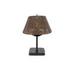 Featuring Harwick Jet Black Table Lamp by Four Hands at Amethyst Home. Craft a warm vibe in any space with a texture-driven table lamp of brown-finished rattan. Black iron shapes a double-arm base with traditional ogee-edge detailing, while a pill-shaped woven shade lets light through to set just the right mood.Overall Dimensions: 20.00"w x 14.00"d x 19.50"hW. Amethyst Home provides interior design, new home construction design consulting, vintage area rugs, and lighting in the Seattle metro area.
