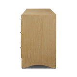 Simple while detailed, this dresser’s trimmed out scallop reeding adds subtle movement and soft texture, complemented by arched side panel legs. Six spacious drawers provide ample storage.As lovers of natural design at Amethyst, we love the optimistic inspired Hazel 6 Drawer Dresser. Amethyst Home provides interior design, new home construction design consulting, vintage area rugs, and lighting in the Laguna Beach metro area.