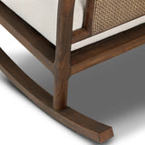 Bring the antique look to the outdoors with this vintage-style outdoor rocking chair. Paired back details let the FSC®-certified teak frame, crosshatch cane panel back and sink-in cushioned seat tell a story of comfort and character. Cover or store inside during inclement weather and when not in use. Amethyst Home provides interior design, new home construction design consulting, vintage area rugs, and lighting in the Monterey metro area.
