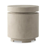 This outdoor propane tank enclosure pairs with fire tables for a clean, seamless look. Made from glass-reinforced concrete, each piece is naturally finished with subtle tones of grey and cream. It can act as an end table with its lid on, and has cutouts at the base for hose attachments. Amethyst Home provides interior design, new home construction design consulting, vintage area rugs, and lighting in the Winter Garden metro area.