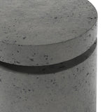 This outdoor propane tank enclosure pairs with fire tables for a clean, seamless look. Made from glass-reinforced concrete, each piece is naturally finished with deep tones of pewter and dark grey. It can act as an end table with its lid on, and has cutouts at the base for hose attachments. Amethyst Home provides interior design, new home construction design consulting, vintage area rugs, and lighting in the Park City metro area.