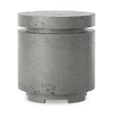 This outdoor propane tank enclosure pairs with fire tables for a clean, seamless look. Made from glass-reinforced concrete, each piece is naturally finished with deep tones of pewter and dark grey. It can act as an end table with its lid on, and has cutouts at the base for hose attachments. Amethyst Home provides interior design, new home construction design consulting, vintage area rugs, and lighting in the San Diego metro area.