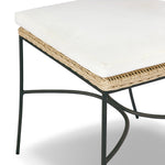 A light, airy take on the traditional bistro shape. This outdoor dining chair features exaggerated splayed legs and a curved X-shaped stretcher, with a handle detail cut out of the woven seat back. Finished with a seat cushion. Cover or store indoors during inclement weather and when not in use Amethyst Home provides interior design, new home construction design consulting, vintage area rugs, and lighting in the Houston metro area.