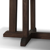 Subtly angled legs meet in a trestle-style stretcher base, pairing with a slatted top for a rustic-style outdoor dining table, also ideal for indoor spaces. Large chamfer details on the base and supports bring softness to FSC®-certified teak. Cover or store inside during inclement weather and when not in use Amethyst Home provides interior design, new home construction design consulting, vintage area rugs, and lighting in the Monterey metro area.