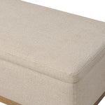 Wrapped in textural cream performance fabric, this spacious trunk doubles as seating at the foot of the bed — or anywhere. Store extra blankets, linens and more. Crafted from oak, the frame and tapered legs with Deco vibes are finished in a worn oak finish. Amethyst Home provides interior design, new home construction design consulting, vintage area rugs, and lighting in the Portland metro area.