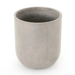 Grey-finished concrete and round shaping make for a naturally sleek planter, indoors or out. Cover or store inside during inclement weather and when not in use Amethyst Home provides interior design, new home construction design consulting, vintage area rugs, and lighting in the Portland metro area.
