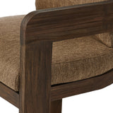 Featuring Jackson Ellor Brown Outdoor Dining Chair by Four Hands at Amethyst Home. Expertly crafted for outdoor dining, the Jackson Ellor Brown Dining Chair offers exceptional comfort and style. With its durable design, this chair is perfect for any backyard or patio. Enjoy a meal with family and friends while sitting in this sturdy and stylish dining cha. Amethyst Home provides interior design, new home construction design consulting, vintage area rugs, and lighting in the Los Angeles metro area.