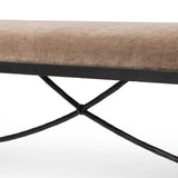 Featuring Jade Altair Mushroom Accent Bench by Four Hands at Amethyst Home. Channel Art Deco with a curved stretcher base of bronzed hammered iron and a velvety seat in a versatile earth tone. Style in the bedroom or entryway to create an extra surface, or in your living space for bonus seating.Overall Dimensions: 70.50"w x 20.50"d x 19.00"hWeight : 83.77 . Amethyst Home provides interior design, new home construction design consulting, vintage area rugs, and lighting in the Des Moines metro area.