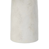 A dome-shaped pedestal base supports a rounded tabletop with bullnose edges. Made from cast white-finished concrete Amethyst Home provides interior design, new home construction design consulting, vintage area rugs, and lighting in the Calabasas metro area.