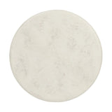 A dome-shaped pedestal base supports a rounded tabletop with bullnose edges. Made from cast white-finished concrete Amethyst Home provides interior design, new home construction design consulting, vintage area rugs, and lighting in the Laguna Beach metro area.