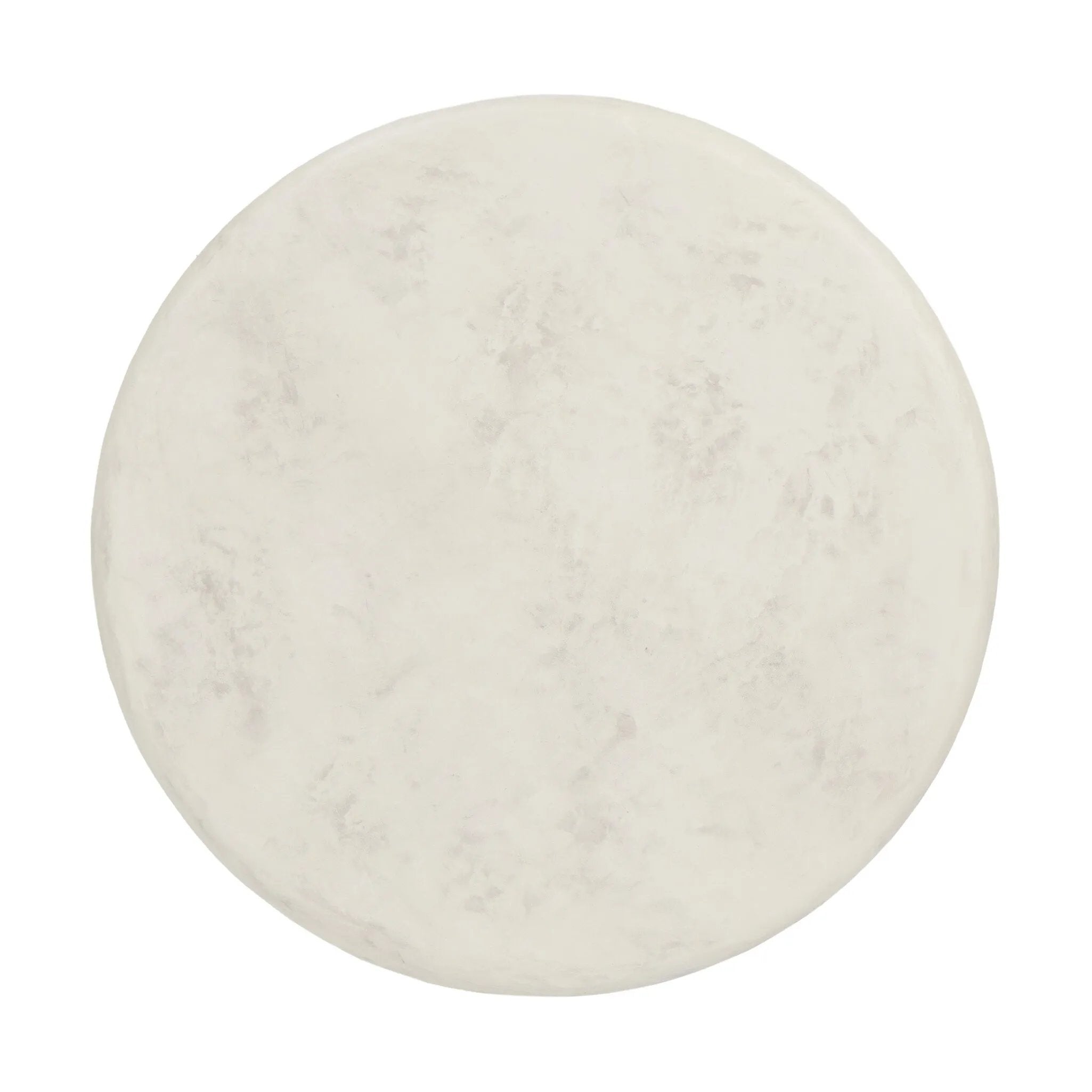 A dome-shaped pedestal base supports a rounded tabletop with bullnose edges. Made from cast white-finished concrete Amethyst Home provides interior design, new home construction design consulting, vintage area rugs, and lighting in the Laguna Beach metro area.