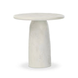 A dome-shaped pedestal base supports a rounded tabletop with bullnose edges. Made from cast white-finished concrete Amethyst Home provides interior design, new home construction design consulting, vintage area rugs, and lighting in the Portland metro area.