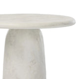 A dome-shaped pedestal base supports a rounded tabletop with bullnose edges. Made from cast white-finished concrete Amethyst Home provides interior design, new home construction design consulting, vintage area rugs, and lighting in the Washington metro area.