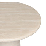 A dome-shaped pedestal base supports a rounded tabletop with bullnose edges. Made from cast concrete with a water-transfer finish which resemble natural stone Amethyst Home provides interior design, new home construction design consulting, vintage area rugs, and lighting in the Boston metro area.