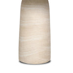 A dome-shaped pedestal base supports a rounded tabletop with bullnose edges. Made from cast concrete with a water-transfer finish which resemble natural stone Amethyst Home provides interior design, new home construction design consulting, vintage area rugs, and lighting in the Houston metro area.