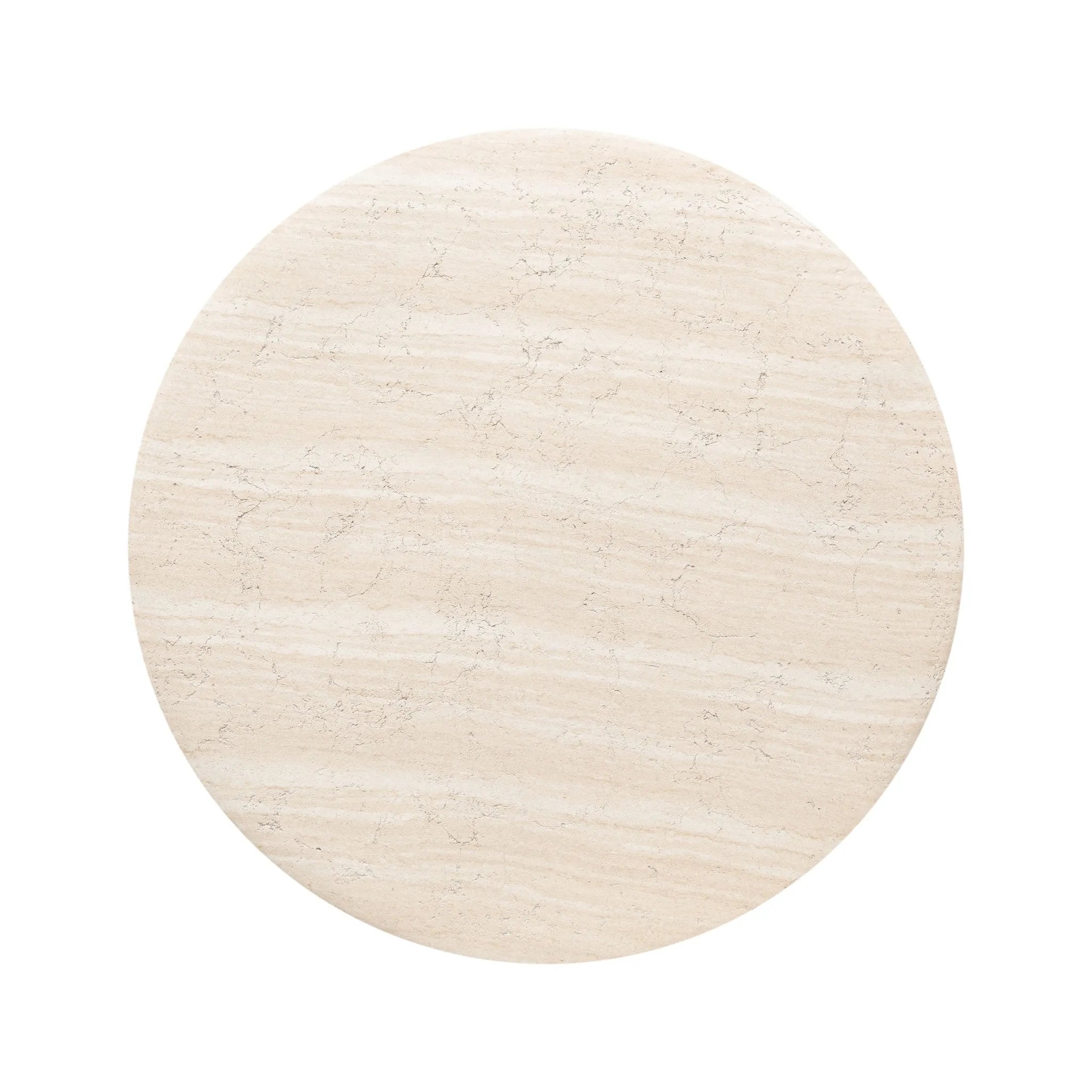 A dome-shaped pedestal base supports a rounded tabletop with bullnose edges. Made from cast concrete with a water-transfer finish which resemble natural stone Amethyst Home provides interior design, new home construction design consulting, vintage area rugs, and lighting in the Miami metro area.