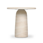 A dome-shaped pedestal base supports a rounded tabletop with bullnose edges. Made from cast concrete with a water-transfer finish which resemble natural stone Amethyst Home provides interior design, new home construction design consulting, vintage area rugs, and lighting in the Portland metro area.