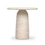 A dome-shaped pedestal base supports a rounded tabletop with bullnose edges. Made from cast concrete with a water-transfer finish which resemble natural stone Amethyst Home provides interior design, new home construction design consulting, vintage area rugs, and lighting in the Portland metro area.