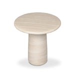 A dome-shaped pedestal base supports a rounded tabletop with bullnose edges. Made from cast concrete with a water-transfer finish which resemble natural stone Amethyst Home provides interior design, new home construction design consulting, vintage area rugs, and lighting in the Scottsdale metro area.
